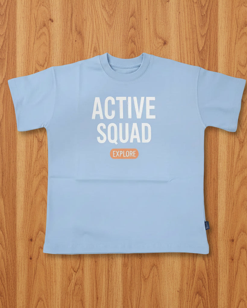 BOYS ACTIVE SQUAD T- SHIRT oversized pure cotton soft and combed