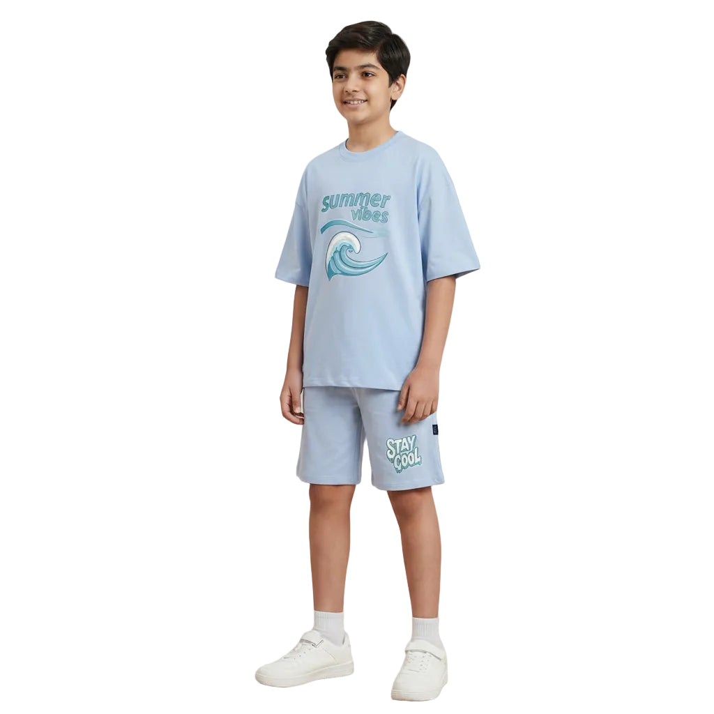 سوت اولادي اوفر سايز فيت  SUMMER VIBES