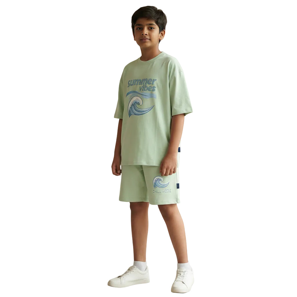 سوت اولادي اوفر سايز فيت  SUMMER VIBES