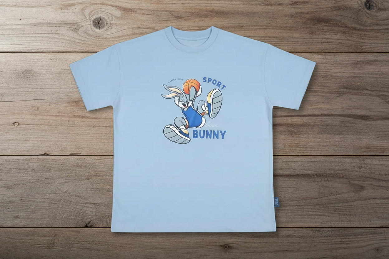 BOYS SPORT BUNNY T- SHIRT oversized pure cotton soft and combed