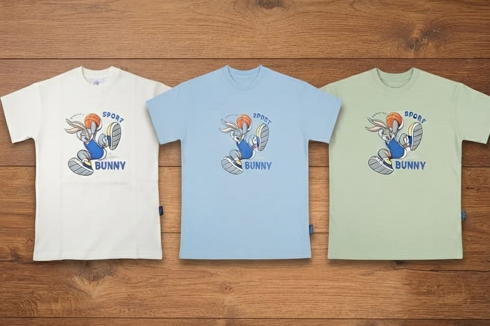 BOYS SPORT BUNNY T- SHIRT oversized pure cotton soft and combed