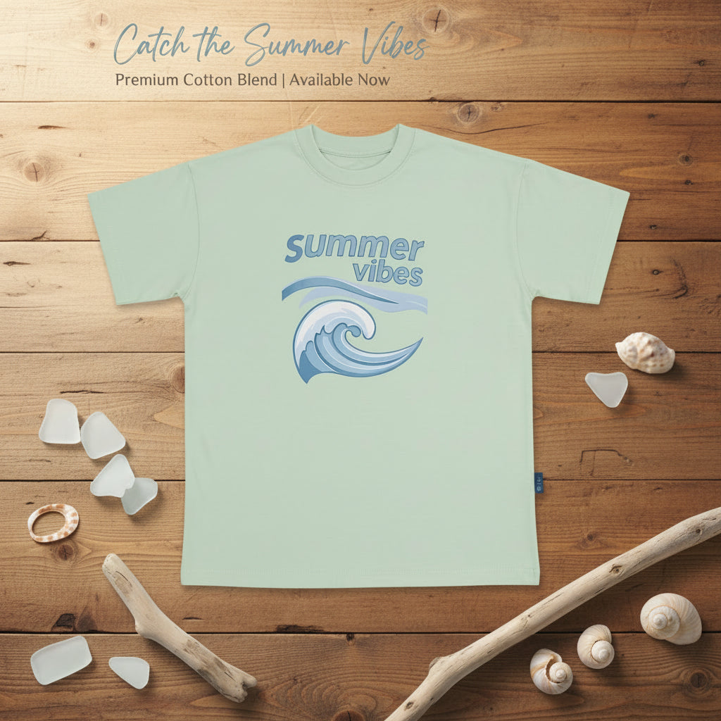 تيشيرت اولادي اوفر سايز فيت  SUMMER VIBES