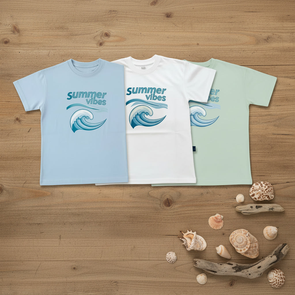 تيشيرت اولادي اوفر سايز فيت  SUMMER VIBES